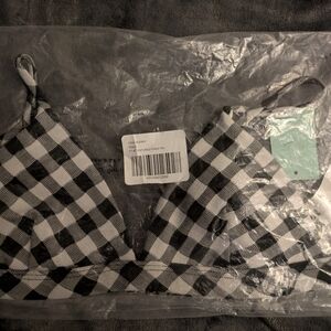 Source Unknown Black & White Gingham Triangle Bralette